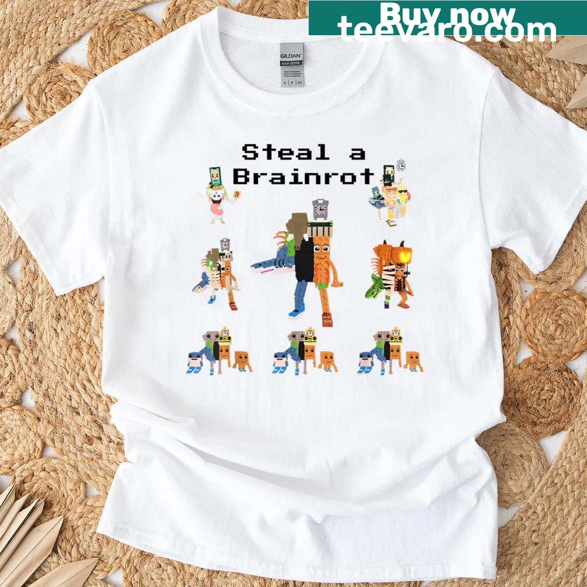 Funny shirt with 'Steal A Brainrot' text design for humor lovers — on a men's t-shirt