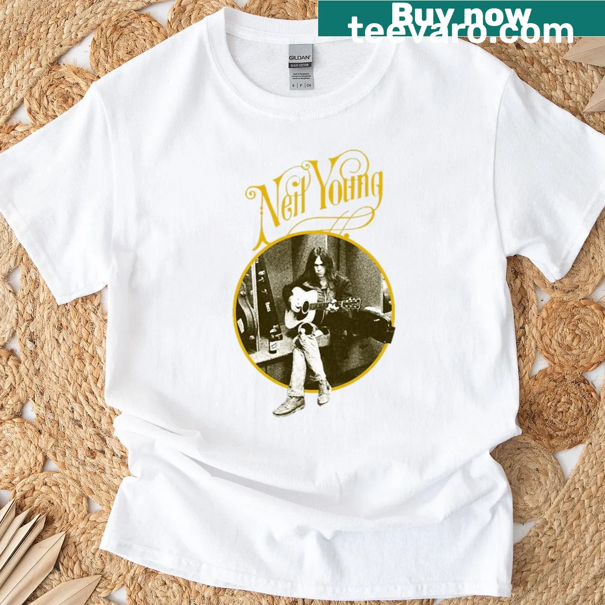 Vintage-style Neil Young T-shirt honoring the artist — on a men's t-shirt