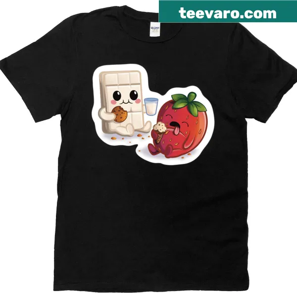T-shirt featuring a playful graphic of sweets and desserts