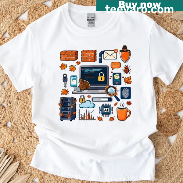 Thankful graphic for cybersecurity analysts on T-shirt