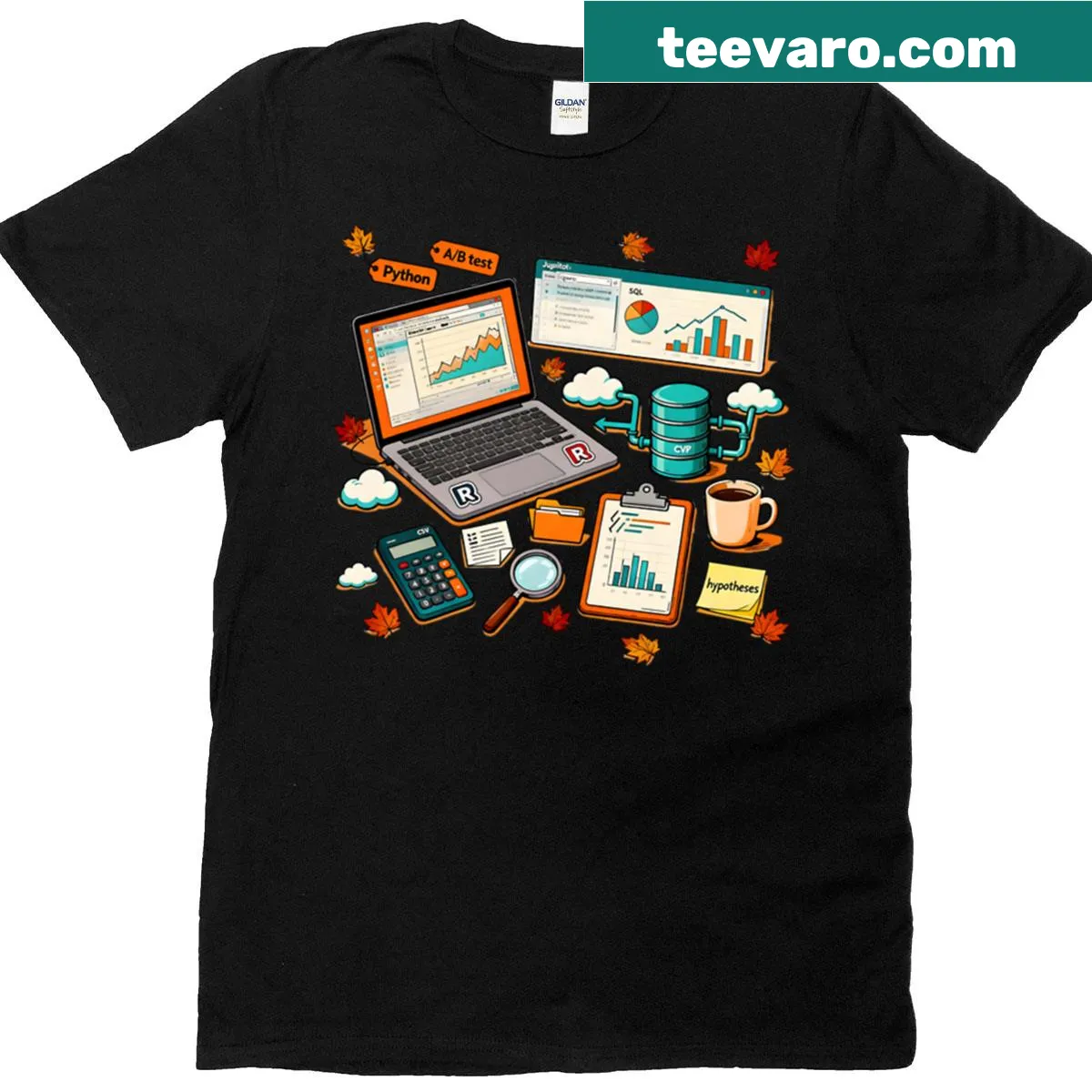 Thankful Data Scientist T-shirt with Thanksgiving theme — on a men's t-shirt