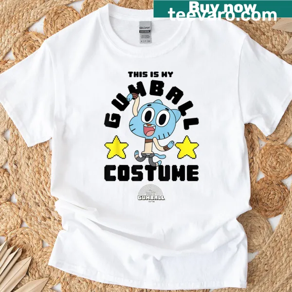 Gumball-themed T-shirt with playful costume message