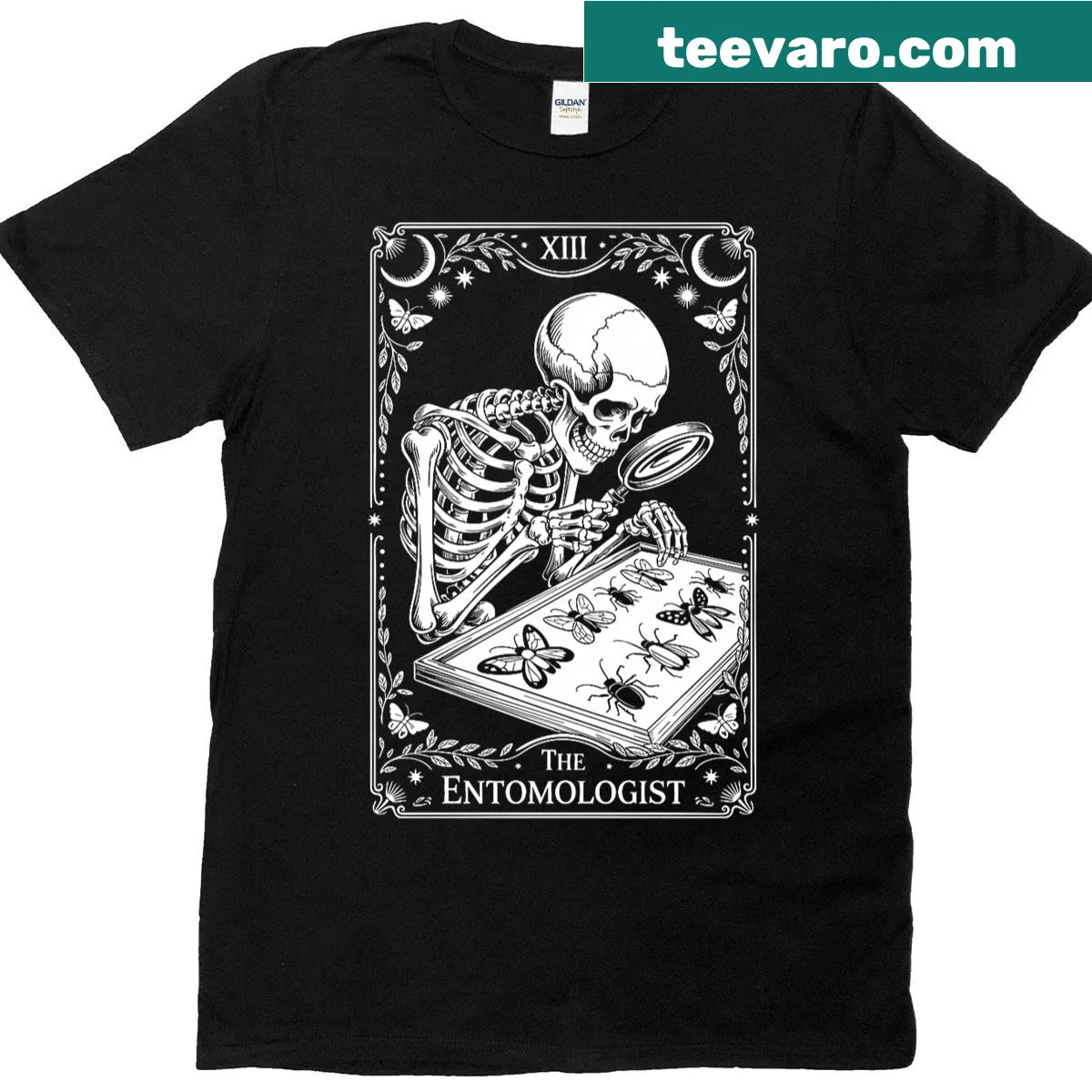 Illustration of entomologist tarot card on T-shirt — on a men's t-shirt