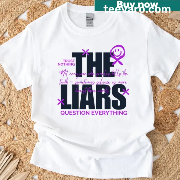 T-shirt with bold text reading 'The Liars' for an edgy look