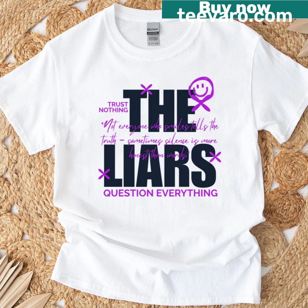 T-shirt with bold text reading 'The Liars' for an edgy look — on a men's t-shirt