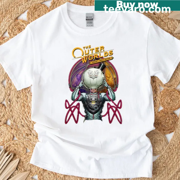 Retro sci-fi art shirt inspired by The Outer Worlds 2