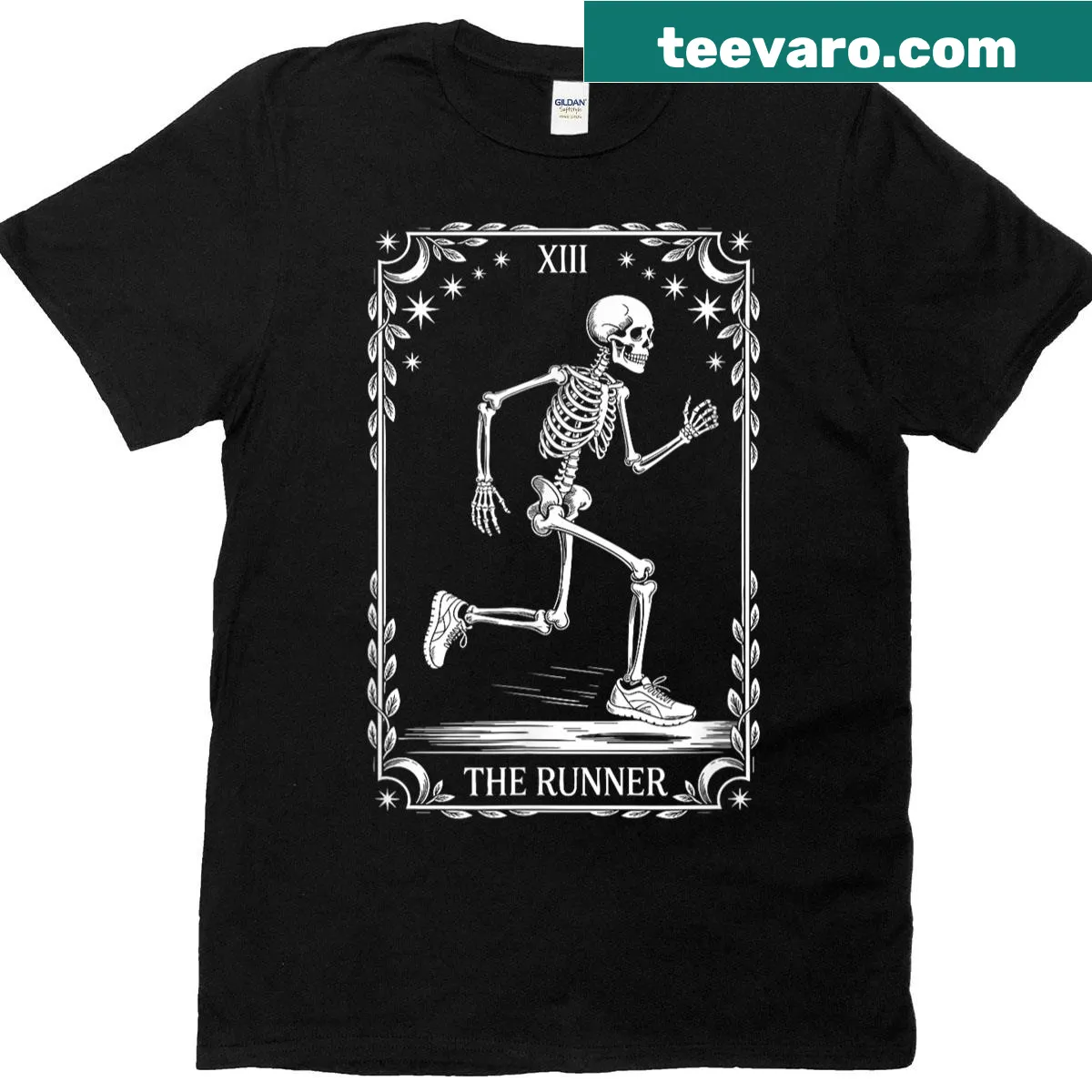 Tarot card inspired running t-shirt with a runner illustration — on a men's t-shirt