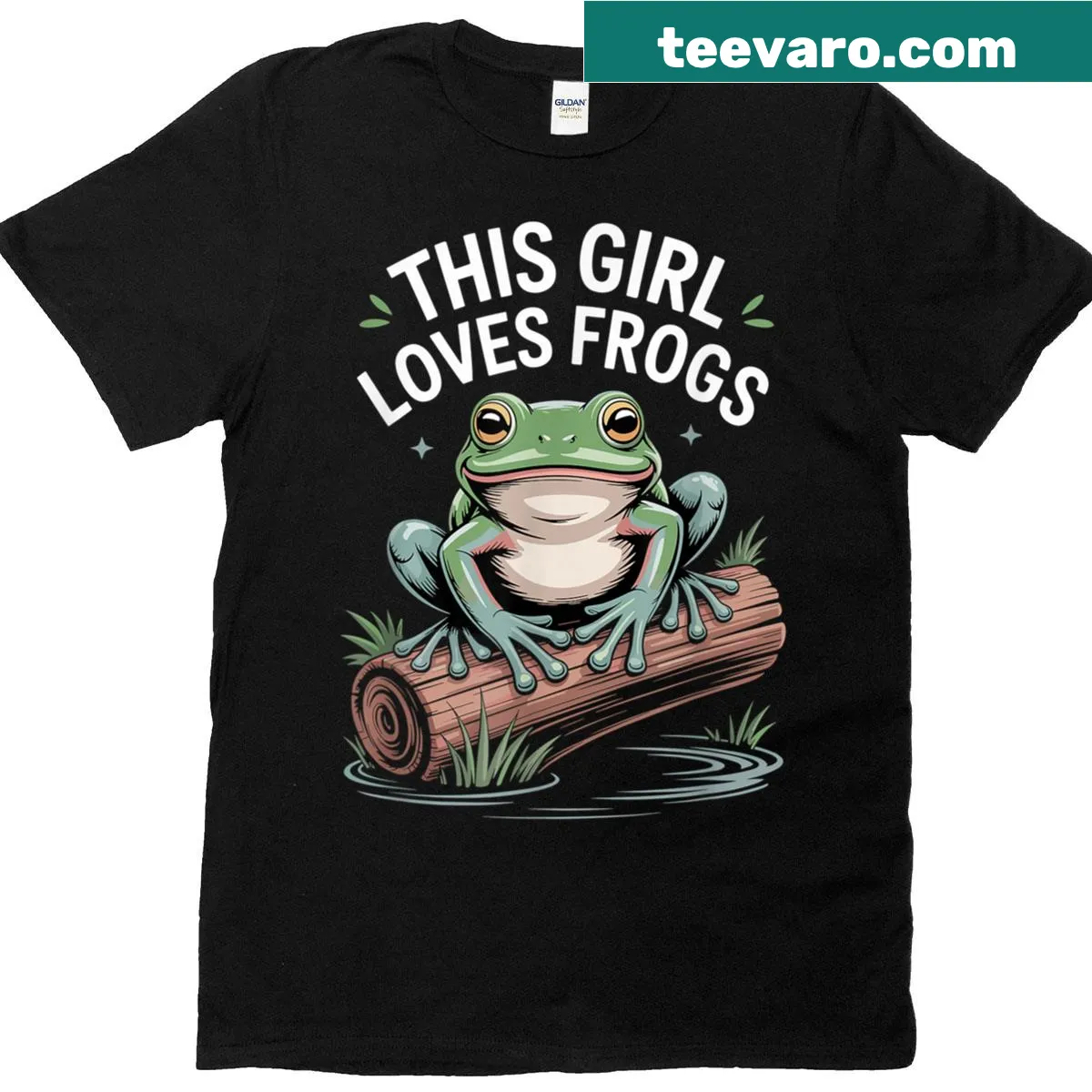 Cute T-shirt with a frog graphic for nature lovers — on a men's t-shirt