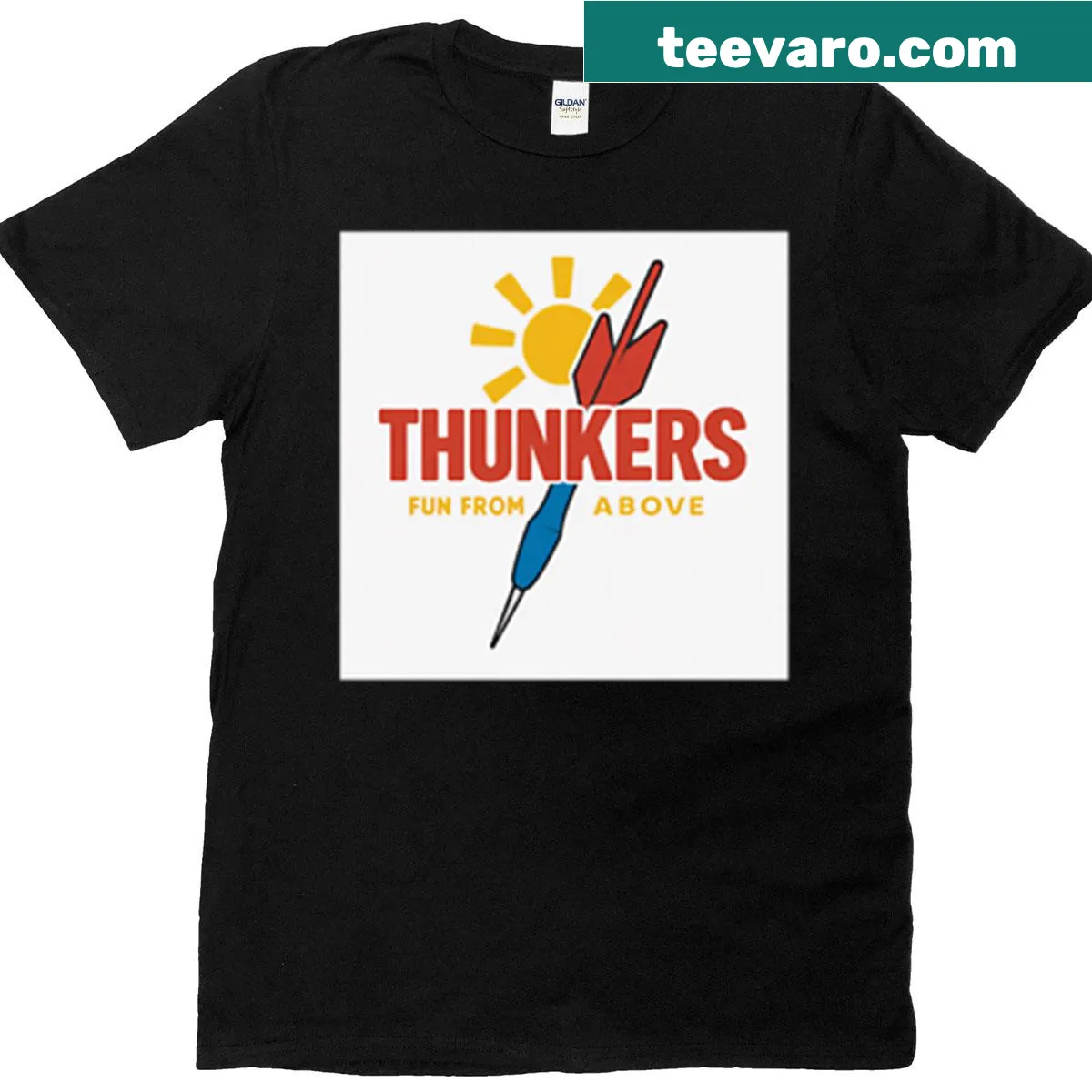 Vintage-style T-shirt with lawn dart graphic and retro design — on a men's t-shirt