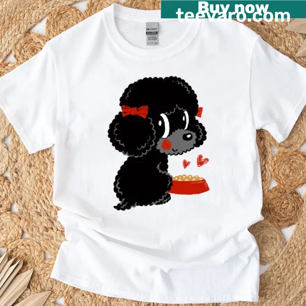 Illustration of a toy poodle puppy eagerly waiting for a treat