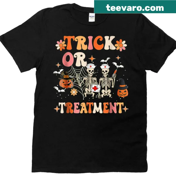 Halloween t-shirt with clever 'Trick Or Treatment' wording