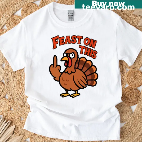 Humorous turkey illustration t-shirt for Thanksgiving