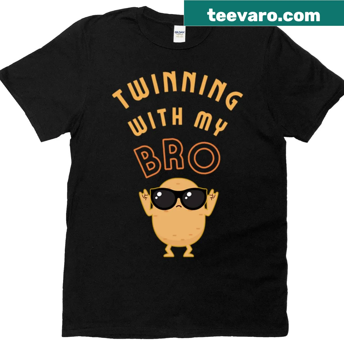 Funny oversized T-shirt about twinning with a brother — on a men's t-shirt