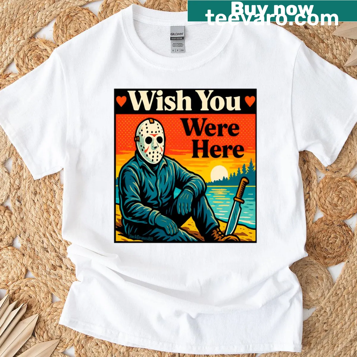 Spooky 'Wish You Were Here' graphic for horror fans — on a men's t-shirt