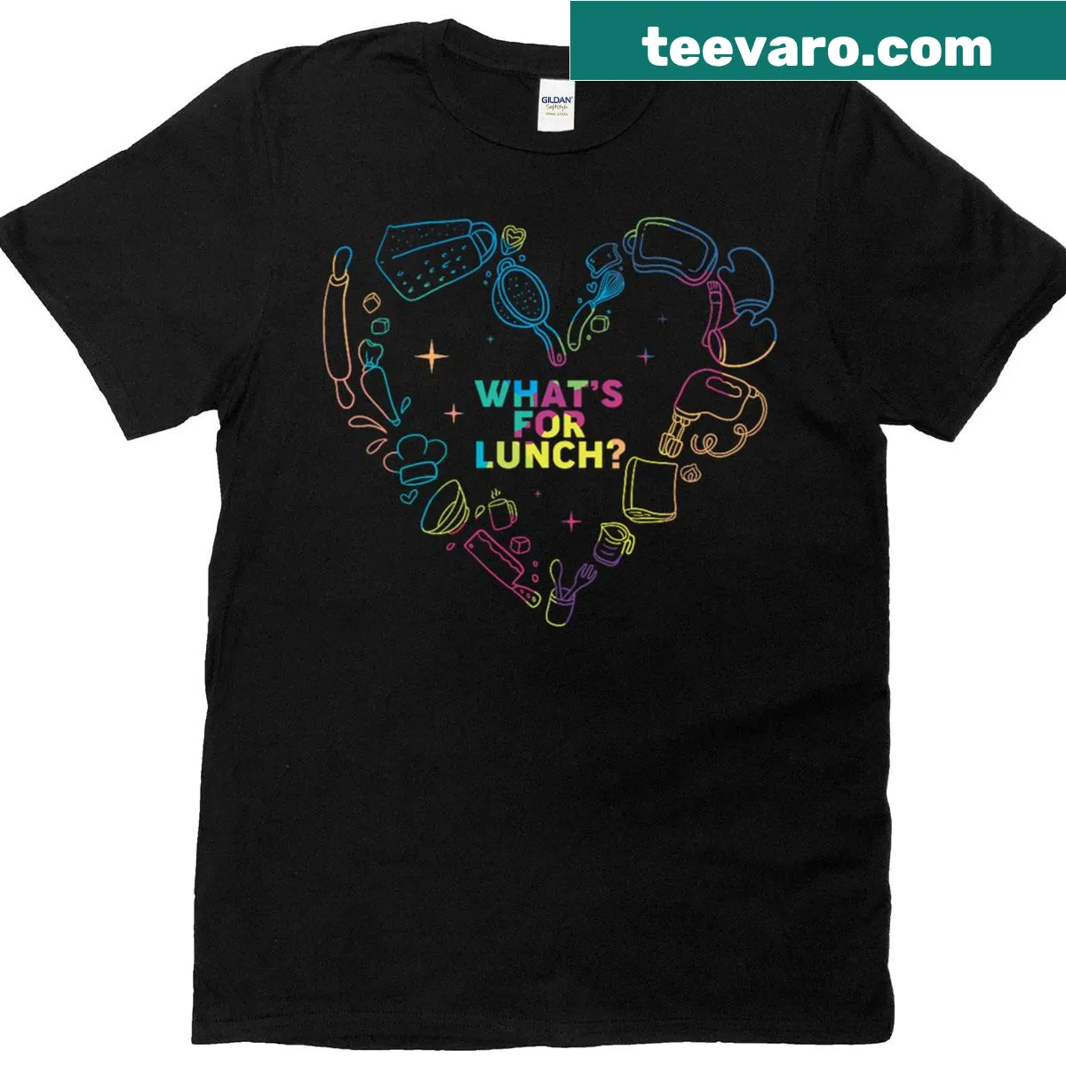 Retro lunch lady t-shirt with heart and lunch quote — on a men's t-shirt