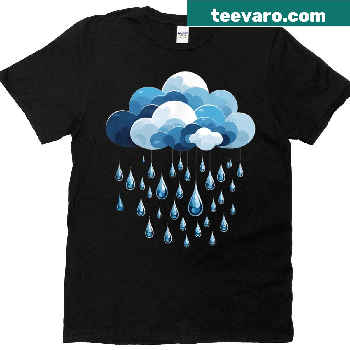 White rain cloud costume t-shirt for men, women, and kids. — on a men's t-shirt