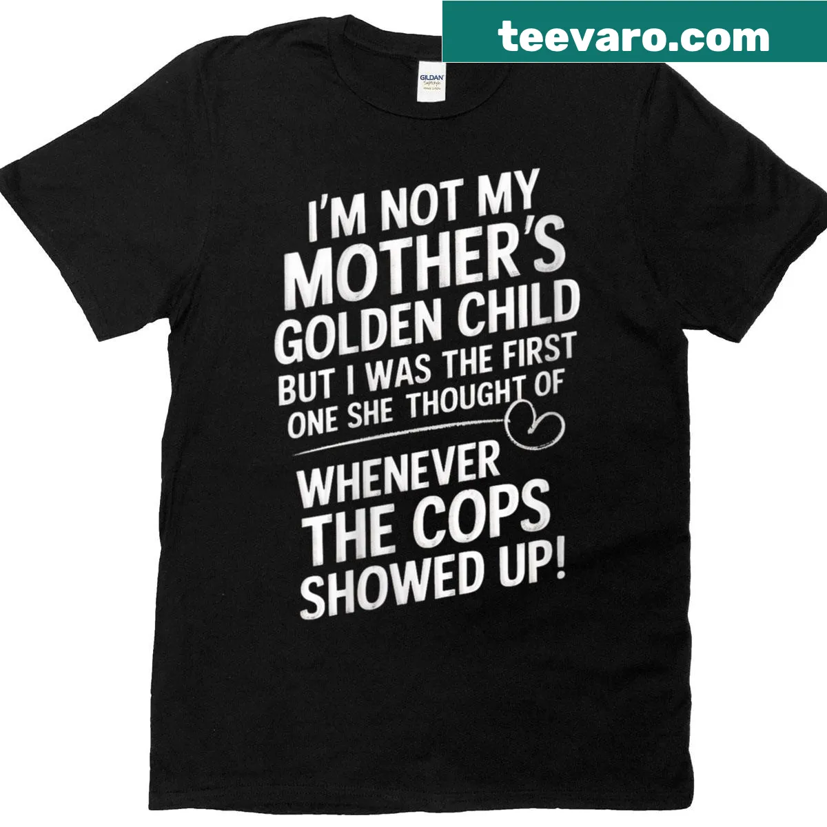 Funny text graphic about being the first child on a t-shirt — on a men's t-shirt