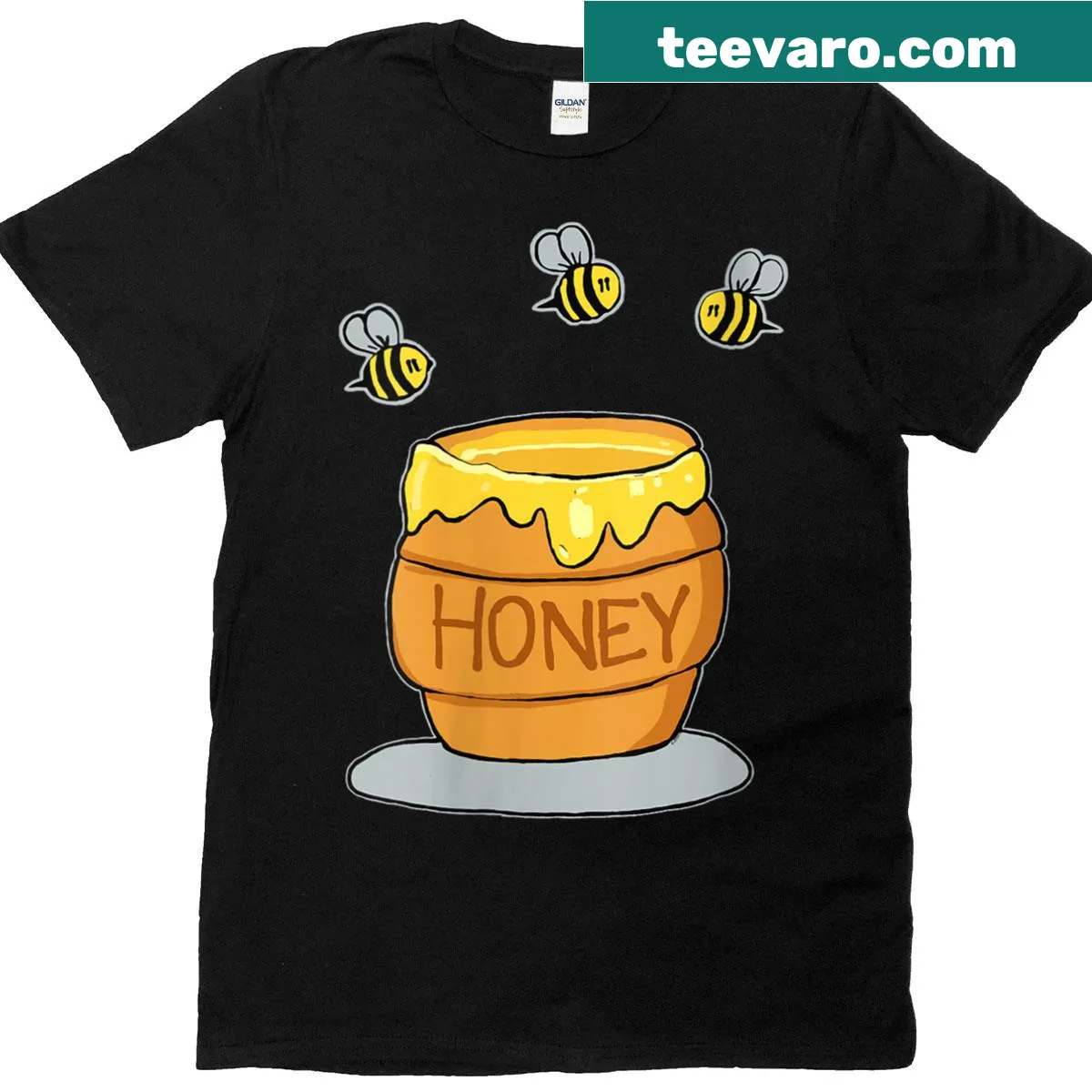 Cute honey jar graphic with bees on a T-shirt — on a men's t-shirt