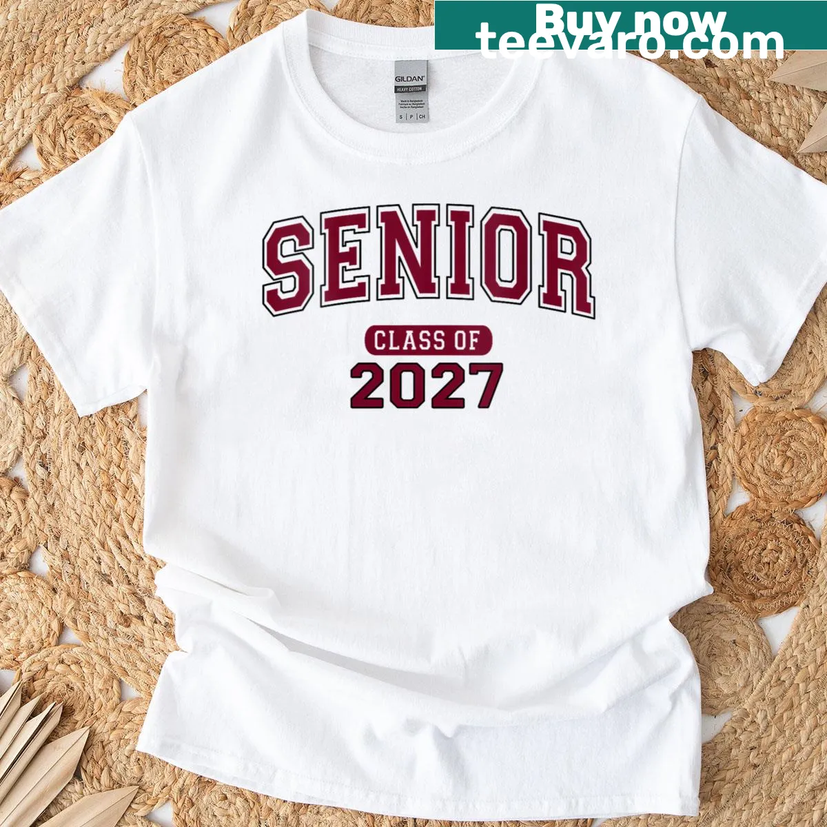 Graduation t-shirt for Senior Class of 2027 with varsity letters — on a men's t-shirt