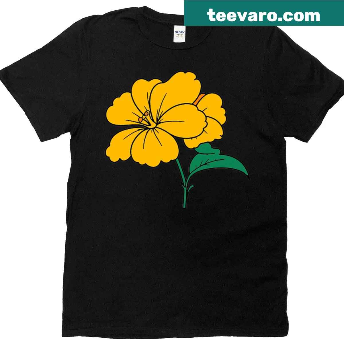Floral illustration of yellow flowers on a t-shirt — on a men's t-shirt