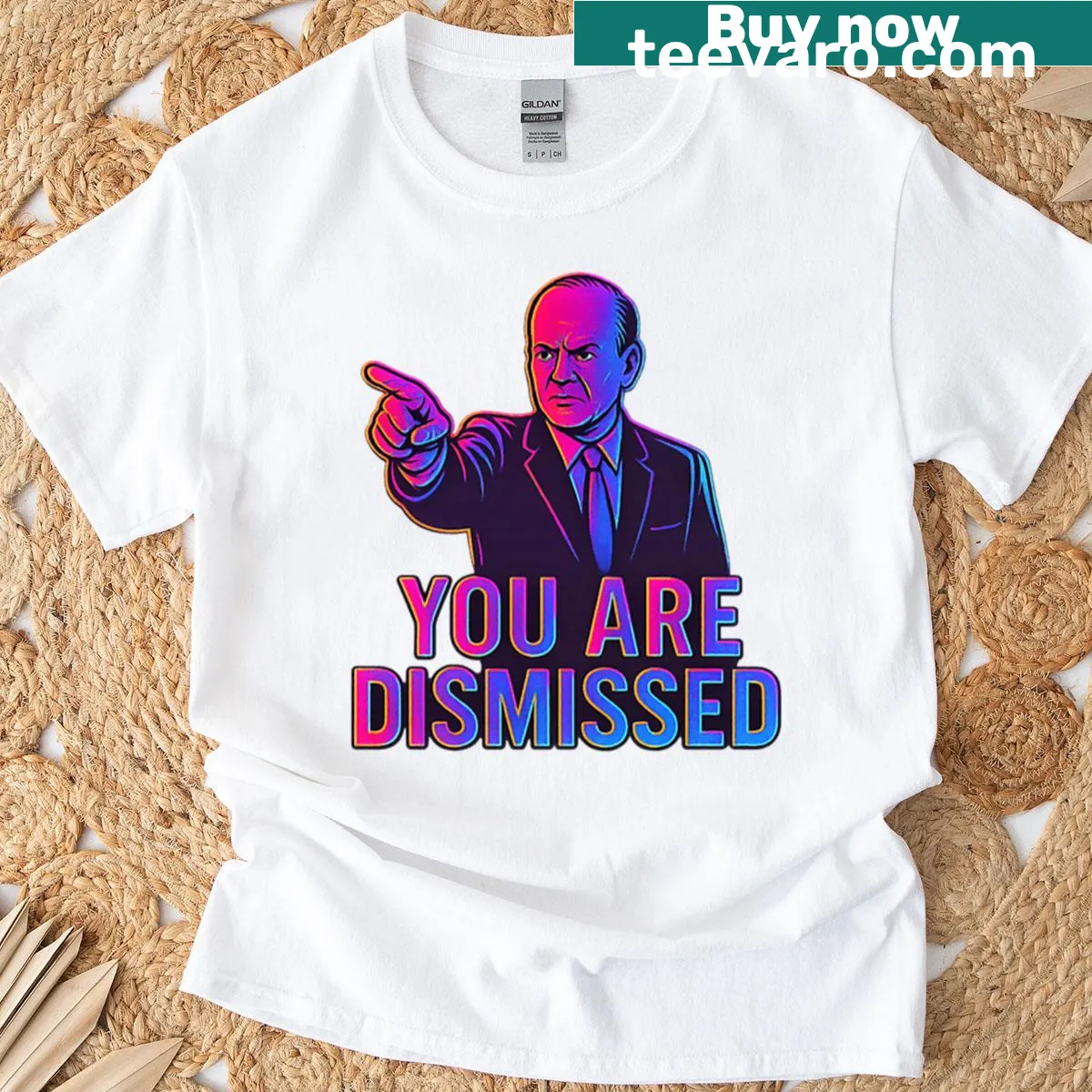 Oversized T-shirt with the phrase 'You Are Dismissed' in neon — on a men's t-shirt