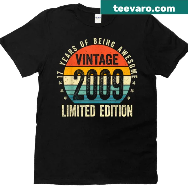 Vintage T-shirt celebrating a 17th birthday with 2009 design