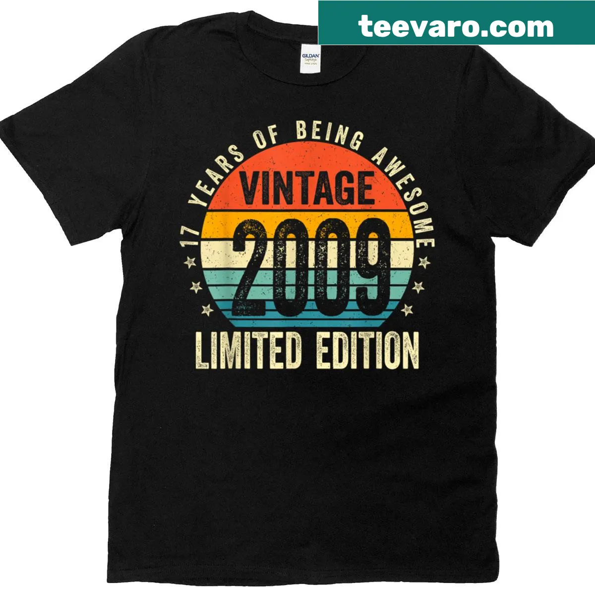 Vintage T-shirt celebrating a 17th birthday with 2009 design — on a men's t-shirt