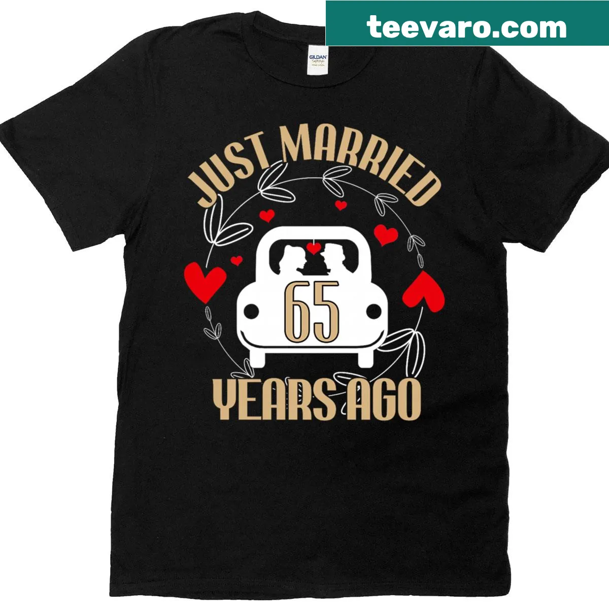 Funny 65th wedding anniversary graphic T-shirt — on a men's t-shirt