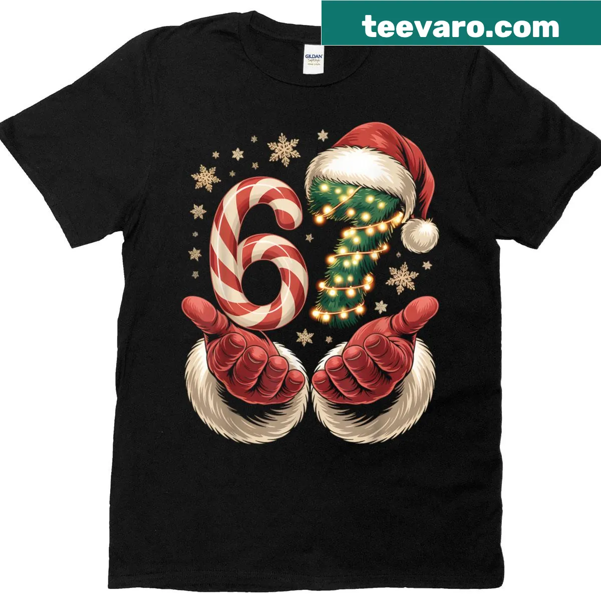 Funny Christmas t-shirt with Gen Alpha slang and Santa design — on a men's t-shirt