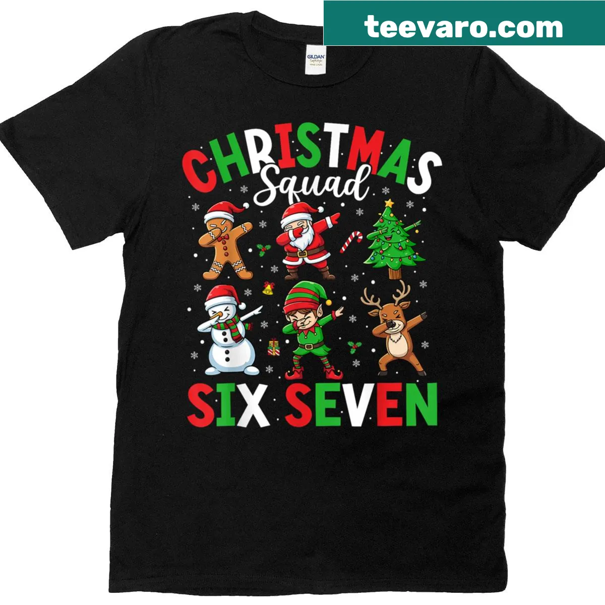 Funny Christmas shirt for kids with Santa and 67 meme — on a men's t-shirt