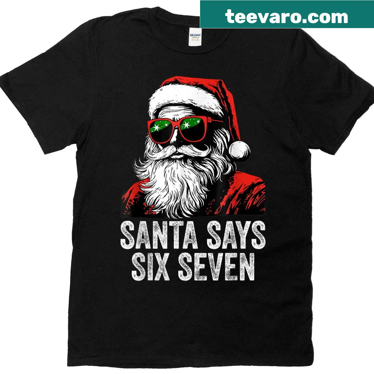 Humorous '67 Meme' design with Santa for Christmas T-shirt — on a men's t-shirt