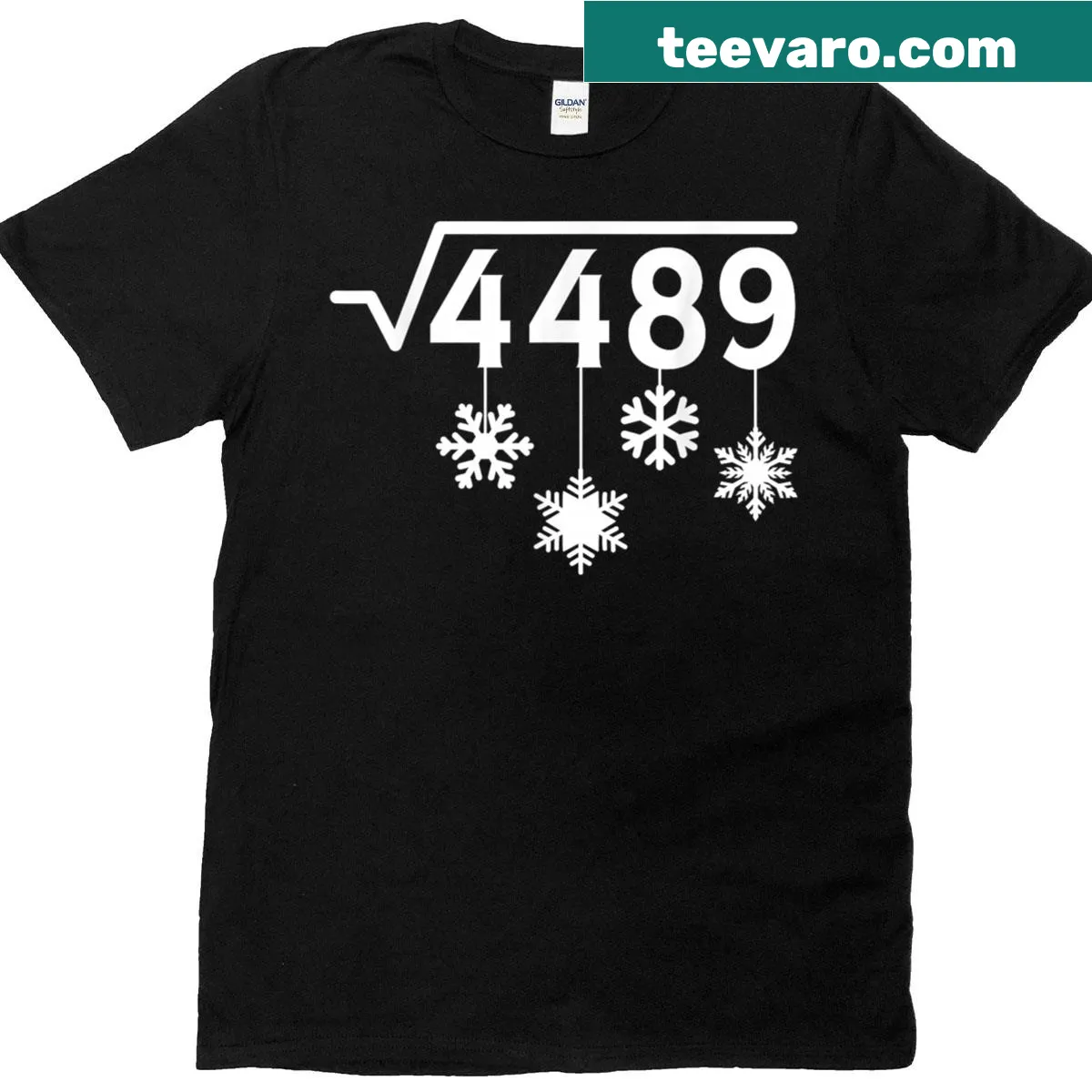 Funny Christmas t-shirt for math teachers featuring snowflakes and math references — on a men's t-shirt