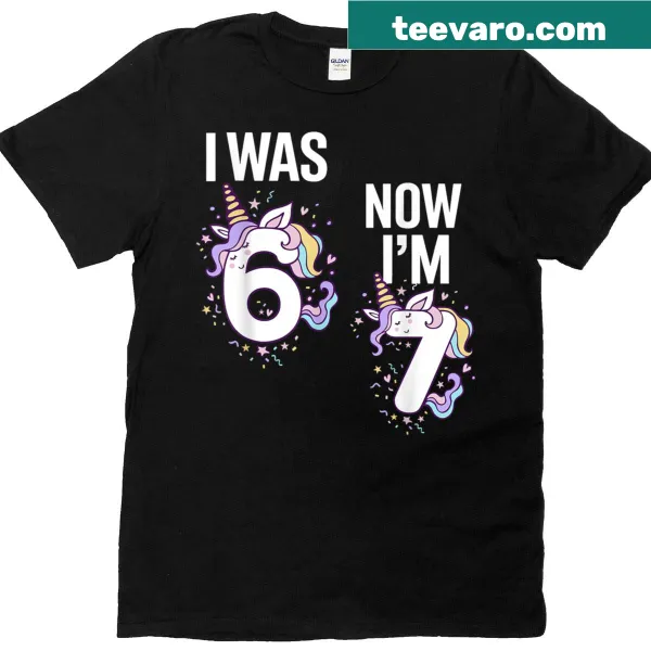 Birthday t-shirt for 7 year old featuring a unicorn and playful text