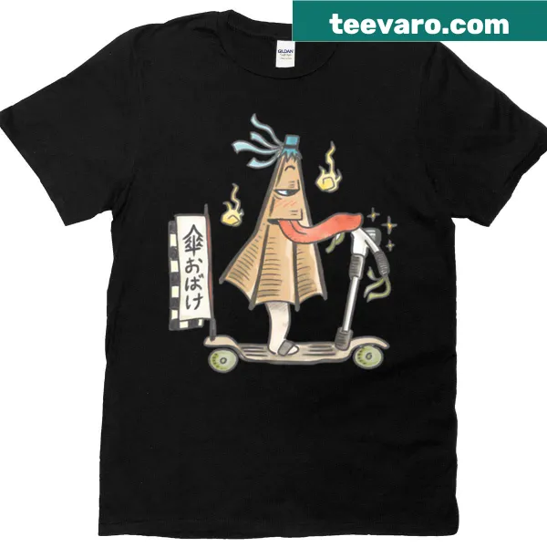 Kasa Obake folklore creature on scooter graphic T-shirt