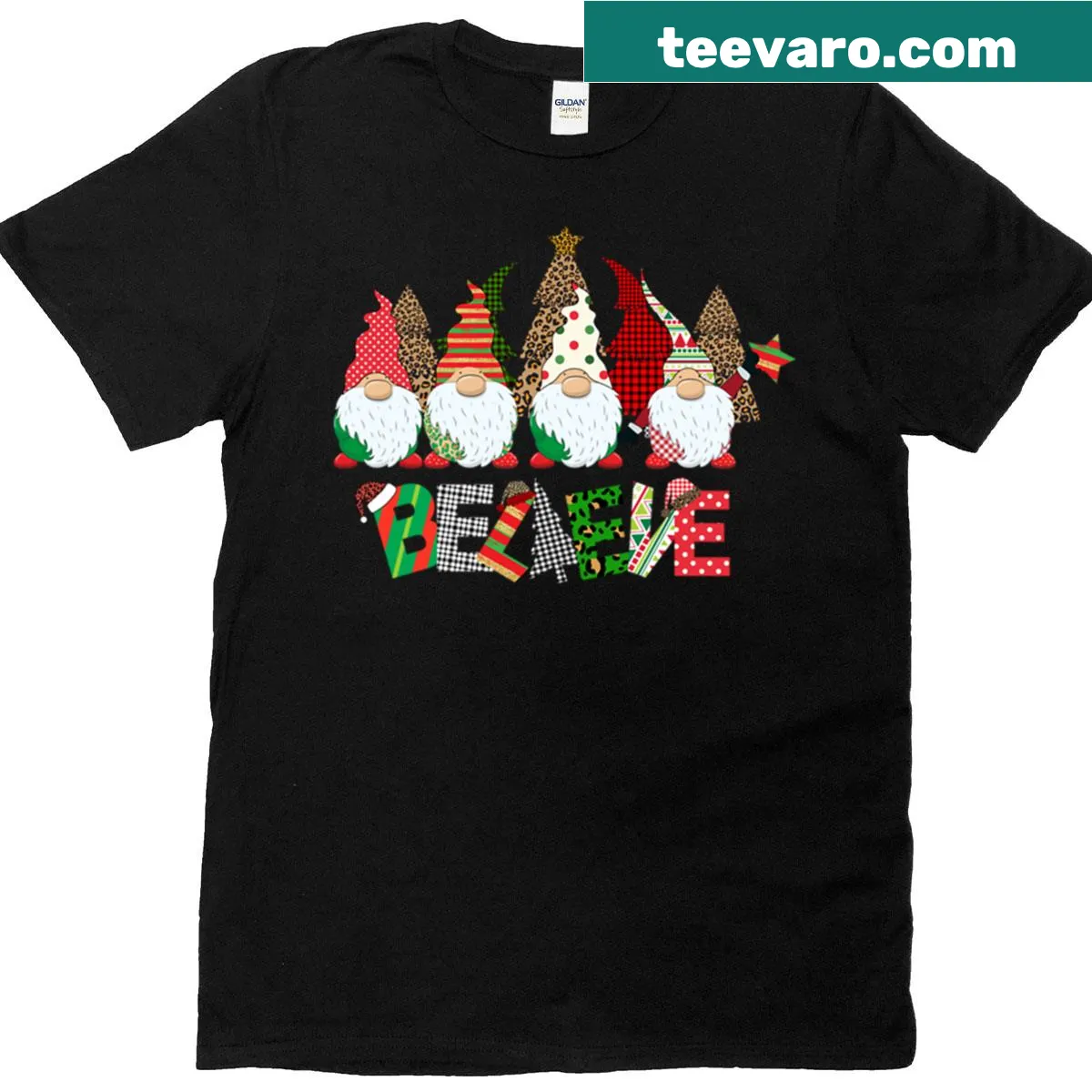 Christmas gnome and tree design on T-shirt for kids. — on a men's t-shirt
