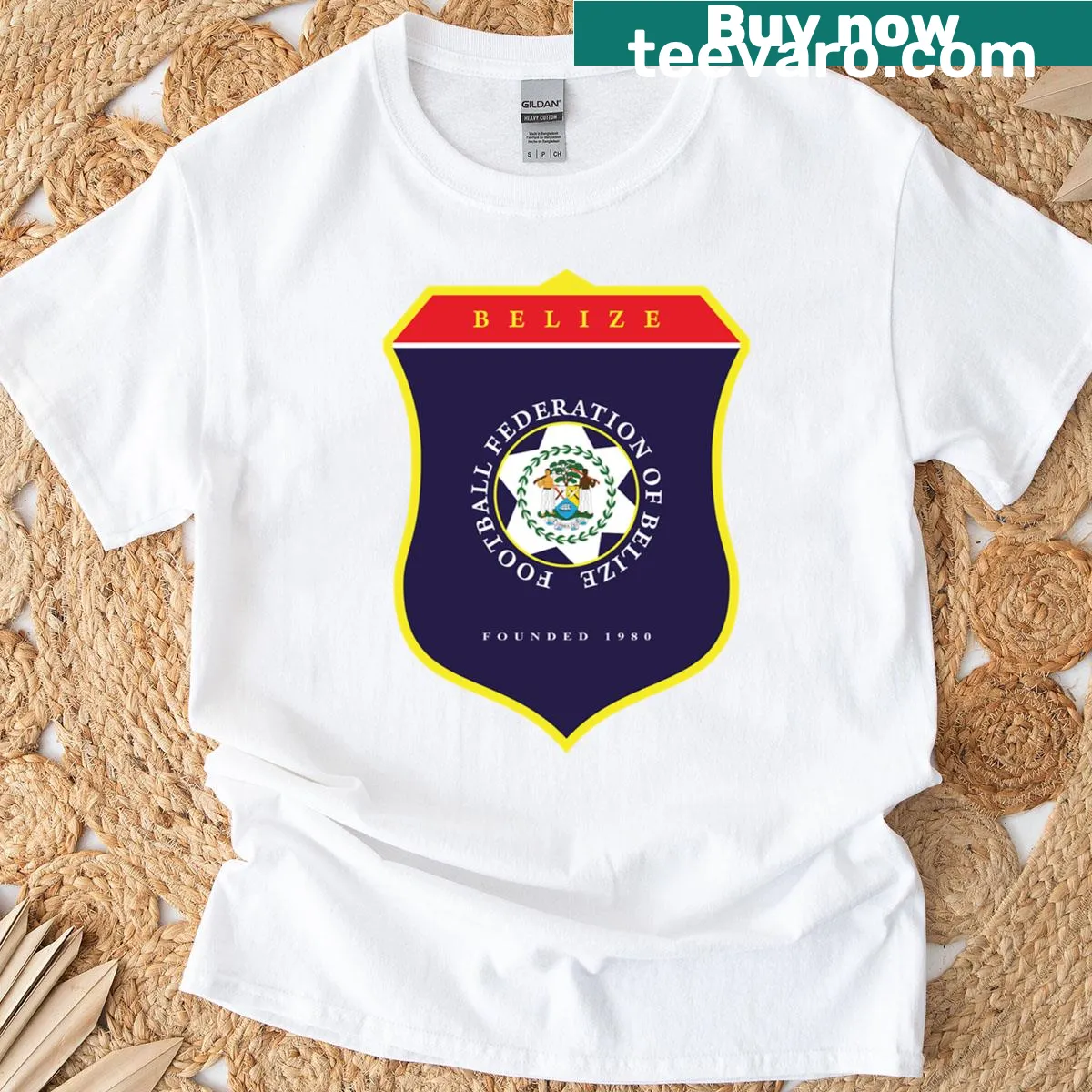 T-shirt with the Belize Football Federation emblem — on a men's t-shirt