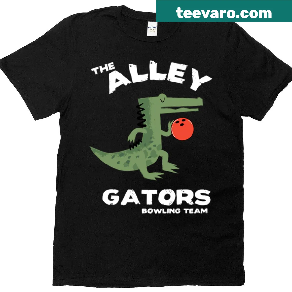 Illustration of gators bowling on a tee shirt — on a men's t-shirt