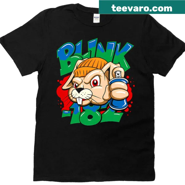 Bunny graphic with Blink 182 inspired typography on T-shirt