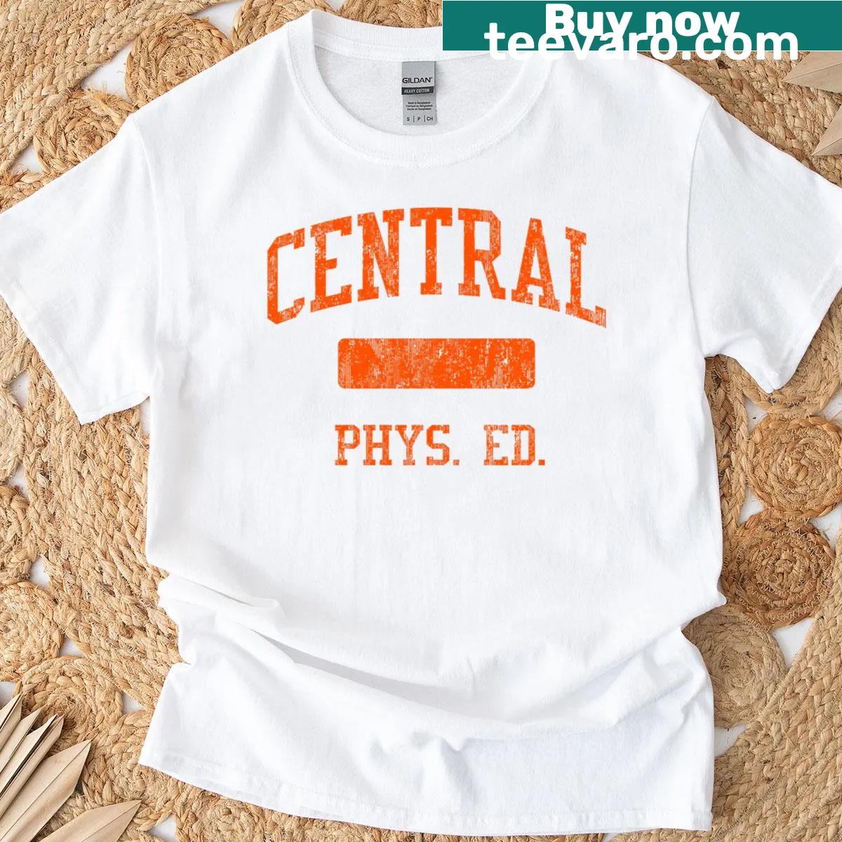 Central High School Phys Ed emblem on a T-shirt — on a men's t-shirt