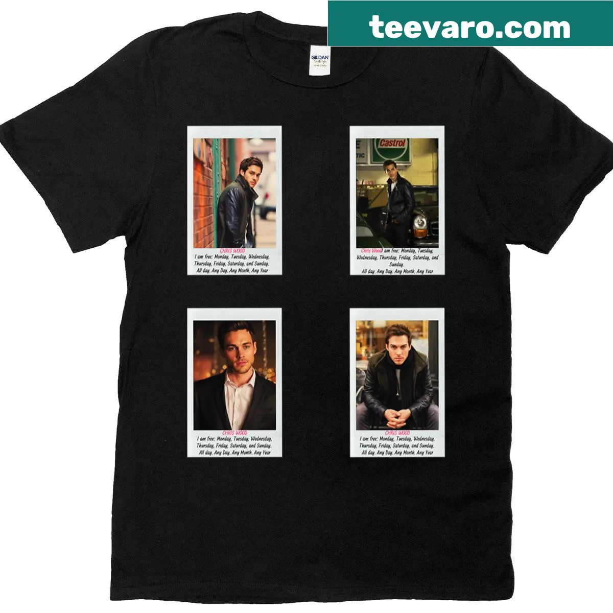 Illustrated sticker set inspired by Chris Wood on a T-shirt — on a men's t-shirt