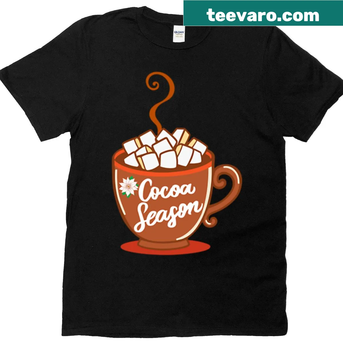 Illustrated T-shirt featuring a cozy winter mug design — on a men's t-shirt