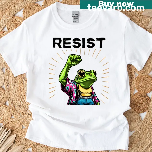 Cartoon frog girl in protest design on a playful T-shirt