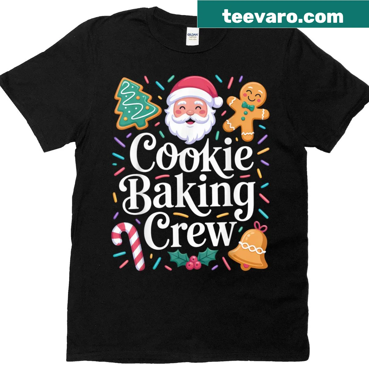 Funny Christmas baking crew parent t-shirt with playful typography — on a men's t-shirt
