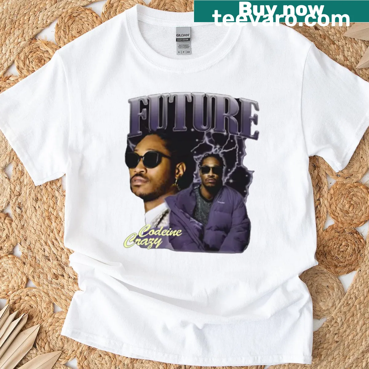 Urban music portrait T-shirt featuring a stylish figure — on a men's t-shirt