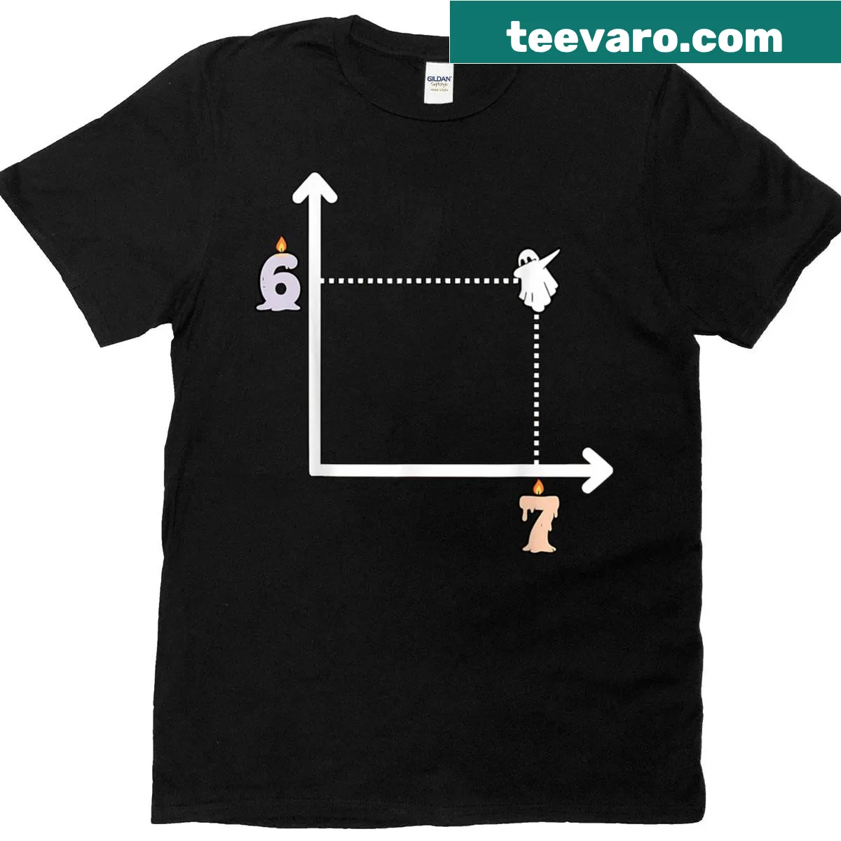 Funny math teacher Halloween design with ghost art on a t-shirt — on a men's t-shirt