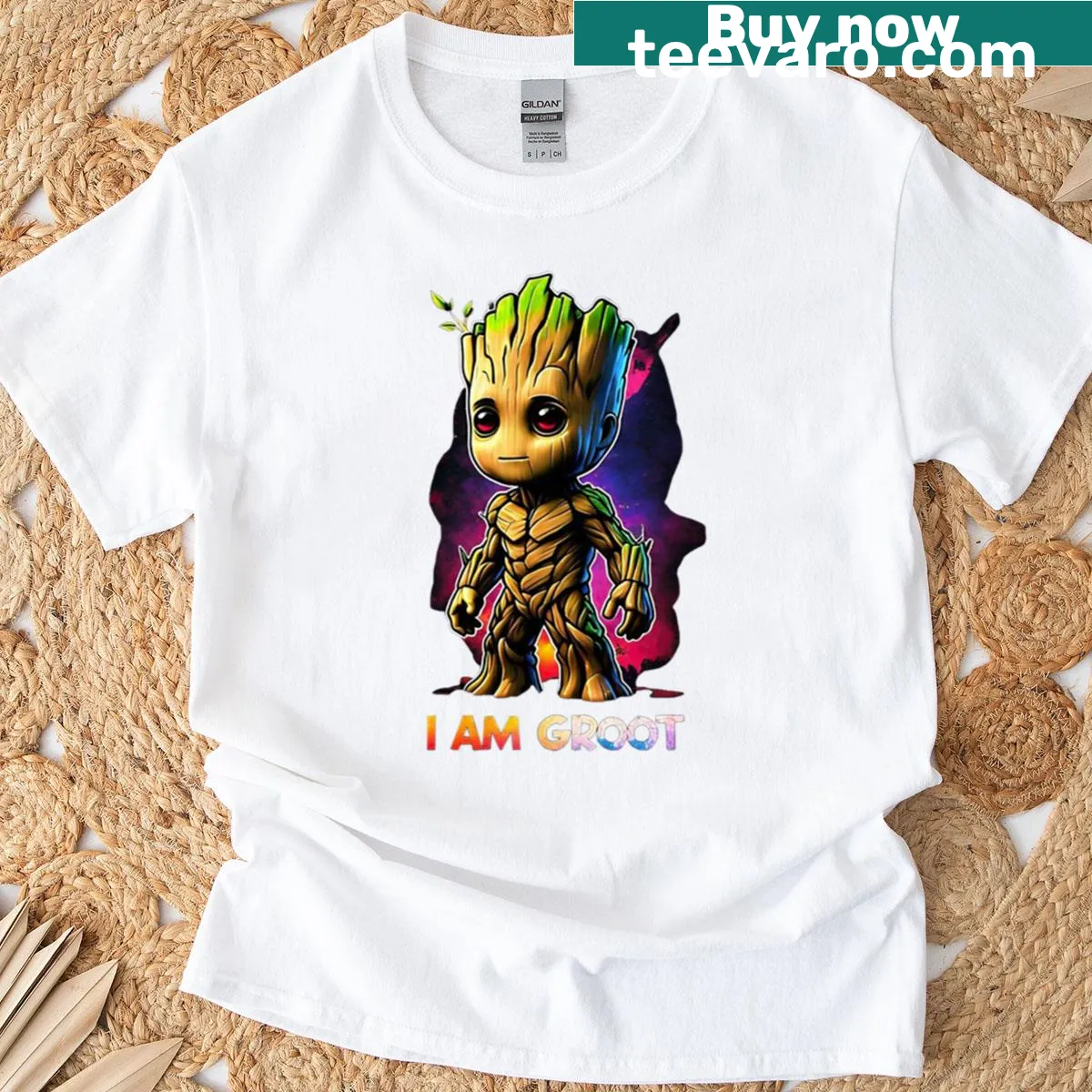 Cartoon design of a cute baby tree creature on a t-shirt — on a men's t-shirt