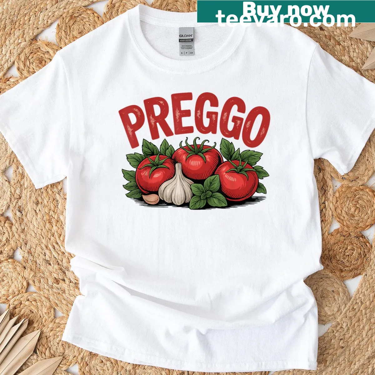 Illustrated Preggo graphic on a cute pregnancy announcement T-shirt — on a men's t-shirt