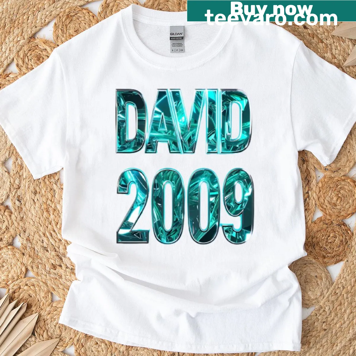 Abstract typography T-shirt with 'David 2009' design — on a men's t-shirt