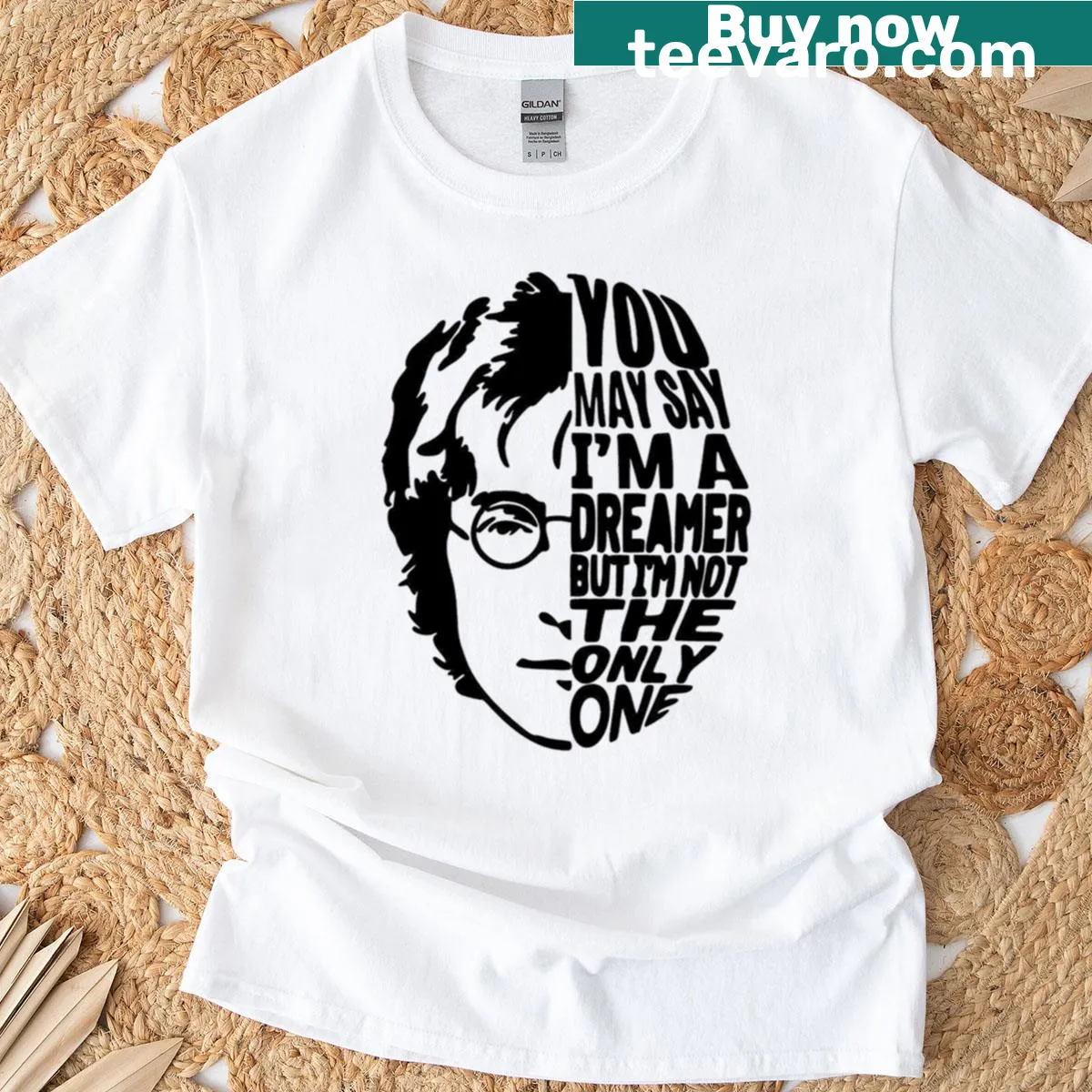 Black and white typography T-shirt with the word 'Dreamer' — on a men's t-shirt
