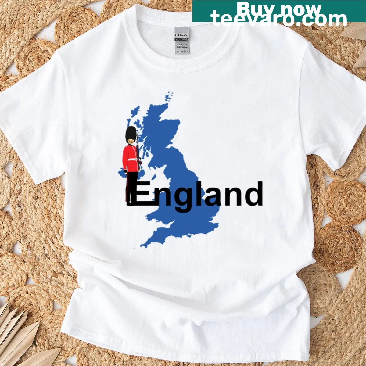 British Guard emblem T-shirt representing England's heritage. — on a men's t-shirt